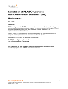 Correlation of PLATO® Course to Idaho