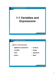 1-1 Variables and Expressions