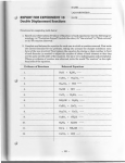 REPORT FOR EXPERIMENT 10 Double Displacement Reactions