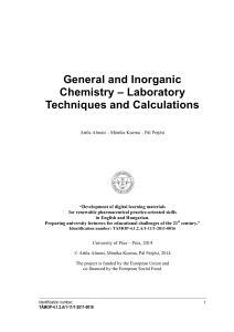 General and Inorganic Chemistry – Laboratory Techniques