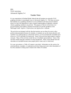PPS TI-83 Activities Advanced Algebra 3-4 Teacher