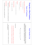 Properties of Real Numbers Types of Numbers Real Number Line