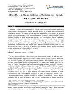 Effect of Gayatri Mantra Meditation on Meditation Naive Subjects: an