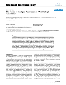 The Future of Smallpox Vaccination - Medical Immunology