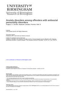 Anxiety disorders among offenders with antisocial personality