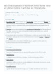 Many practical applications of recombinant DNA are