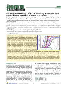 Predicting Water Quality Criteria for Protecting Aquatic Life from