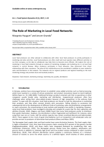 The Role of Marketing in Local Food Networks