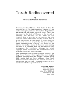 Torah Rediscovered - Hebraic Roots Teaching Institute