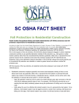 SC OSHA FACT SHEET Fall Protection in Residential Construction