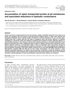 Accumulation of xylem transported protein at pit membranes and