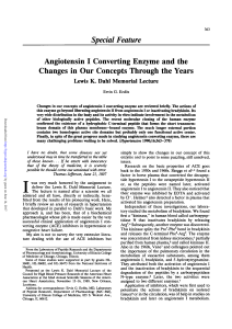 Angiotensin I Converting Enzyme and the Changes