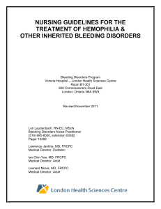 NURSING GUIDELINES FOR THE TREATMENT OF HEMOPHILIA