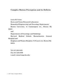 Complex Motion Perception and its Deficits