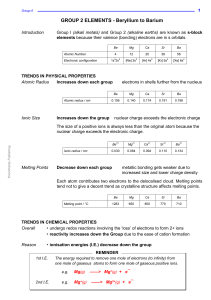 GROUP 2 ELEMENTS - Beryllium to Barium