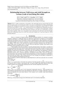 Relationship between Yield stress and yield Strength on Various