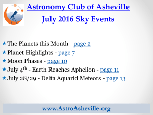 Astronomy Club of Asheville July 2016 Sky Events