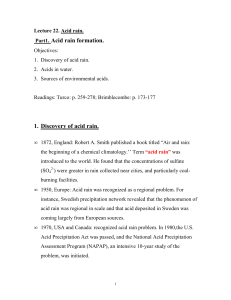 Part1. Acid rain formation. 1. Discovery of acid rain.