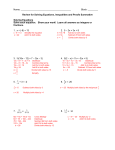 Block: ______ Review for Solving Equations, Inequalities and