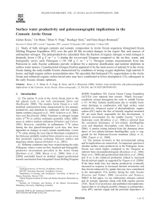 Surface water productivity and paleoceanographic