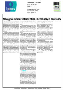 Why government intervention in economy is necessary