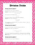 Division Tricks - The Mathematics Shed