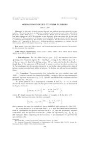 OPERATORS INDUCED BY PRIME NUMBERS∗ 1. Introduction. For