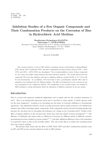 Inhibition Studies of a Few Organic Compounds