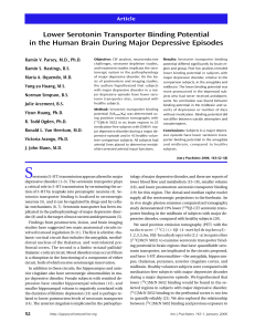 Lower Serotonin Transporter Binding Potential in the Human Brain
