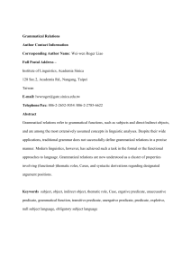 Grammatical Relations Author Contact Information Corresponding