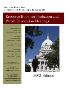 Resource Book for Probation and Parole Revocation Hearings