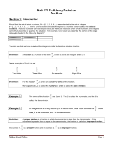 Fractions Packet - Keene State College