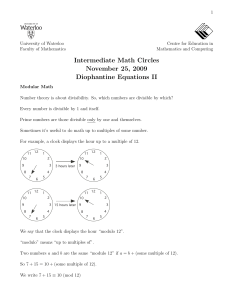 Intermediate Math Circles November 25, 2009 Diophantine