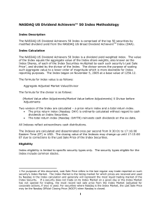 1 NASDAQ US Dividend Achievers™ 50 Index Methodology