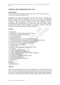 Thermal Decomposition of Coal