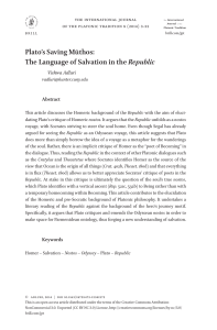 Plato`s Saving Mūthos: The Language of Salvation