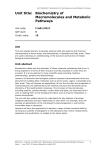 Unit: Biochemistry of Macromolecules and - Edexcel