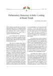 Parliamentary Democracy in India - Looking at Recent