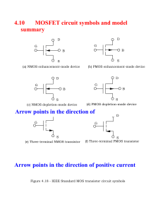 4.10 MOSFET circuit symbols and model summary Arrow points in