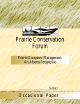 Prairie Ecosystem Management - Alberta Prairie Conservation Forum