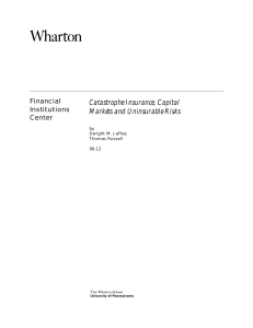 Catastrophe Insurance, Capital Markets and