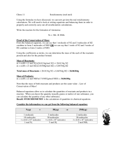 Chem 11 Stoichiometry (mol-mol) Using the formulas we have