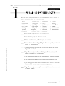 WHAT IS PSYCHOLOGY?