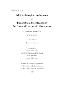 Methodological Advances in Theoretical - ETH E