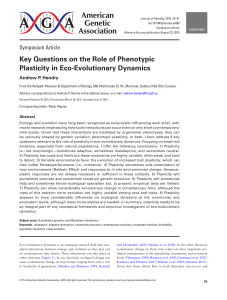 Key Questions on the Role of Phenotypic