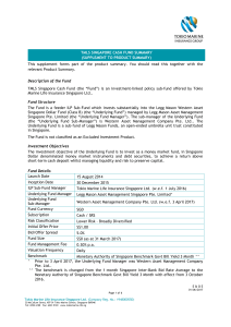 Fund Summary Sheet TMLS Singapore Cash Fund