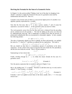 Deriving the Formula for the Sum of a Geometric Series