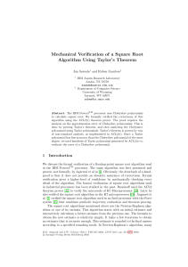 Mechanical Verification of a Square Root Algorithm Using Taylor`s