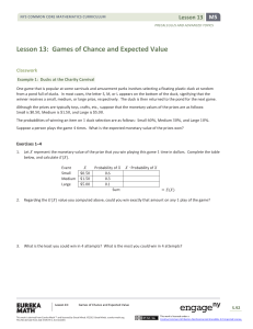 Lesson 13: Games of Chance and Expected Value