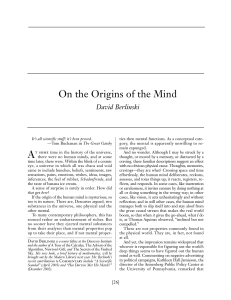 On the Origins of the Mind